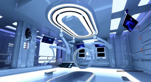 Prostatakrebs - Operation mit Roboter Prostata Hilfe Deutschland: Illustrationsbild - High-Tech Operationssaal